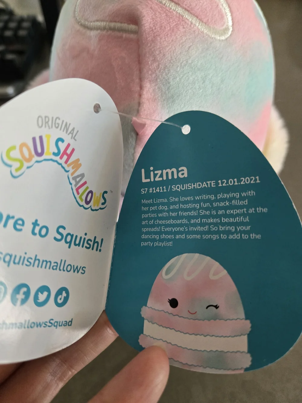 Squishmallows Lizma Pastel Rainbow Plush Macaron Stuffed Toy - Cute Winking Face